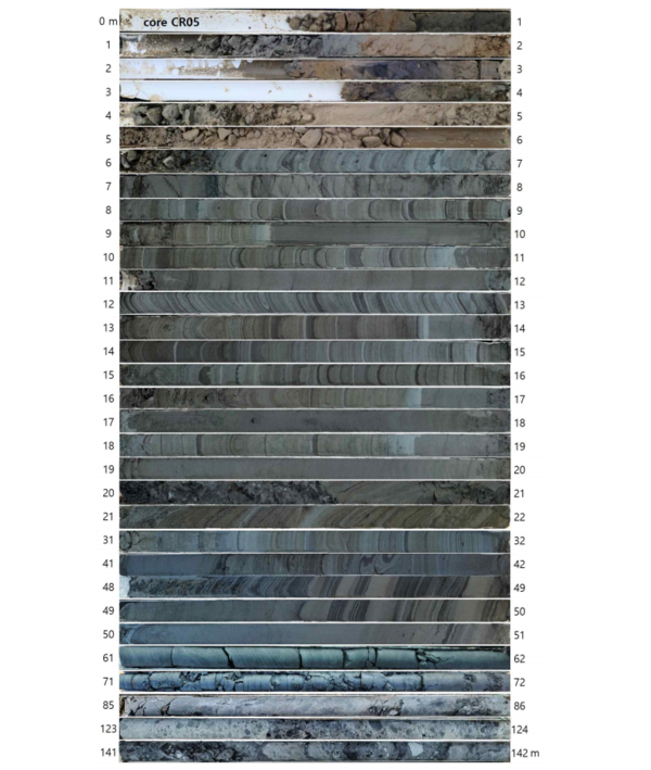 적중-초계분지에서 회수한 시추코어 단면 사진(출처=KIGAM)